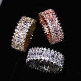 Anillo Fuentes transfronterizas de anillo de circón con incrustaciones Joyería creativa de comercio exterior de moda