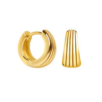 Pendientes geométricos simples de oro de 18k europeos y americanos con aguja de plata S925 para mujer