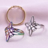 Anillos de pulido de acero inoxidable con nudo de brujas de estilo simple al por mayor