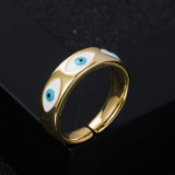 Accesorios de anillo de cobre abierto Ojo del diablo de aceite de goteo de oro Real chapado en cobre de moda
