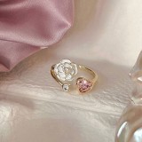 Anillo de perlas de conejito Mujer Estilo Hepburn Nicho Nuevo diseño chino Personalidad de la moda Lujo asequible Estilo versátil Anillo de dedo índice