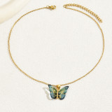 Collar plateado oro simple dulce del Zircon del cobre 18K de la mariposa del estilo en bulto