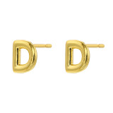 1 par de pendientes chapados en oro de 18 quilates con letras de estilo sencillo, elegantes e informales