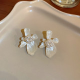 1 par de pendientes colgantes con diamantes de imitación esmaltados de cobre y flores de estilo Simple