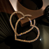 1 par de pendientes de aro de diamantes de imitación de cobre con incrustaciones chapadas en forma de corazón de estilo Simple exagerado