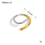 Anillos abiertos chapados en oro de 18 quilates con revestimiento de acero inoxidable y círculo de estilo simple