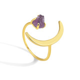 Anillo de cobre de la luna de la moda, anillos de cobre de las piedras preciosas artificiales de la galjanoplastia de la luna de la joyería del anillo