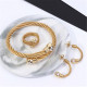 Conjunto de joyería de circón con incrustaciones de acero de titanio irregular de moda 3 piezas