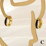 1 par de pendientes chapados en oro de 18 quilates de cobre chapado en esmalte redondo de estilo simple