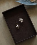 1 par de pendientes de perlas con incrustaciones ovaladas retro de cobre y diamantes de imitación