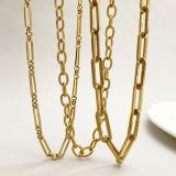 Collar de cadena chapado en acero inoxidable con estampado de estilo INS, 1 pieza