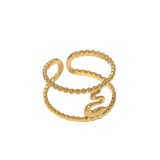 Anillo abierto chapado en acero inoxidable con forma de serpiente de estilo simple