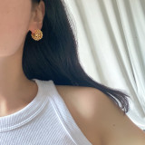 Pendientes chapados en cobre con bola de moda, 1 par
