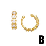 1 par de clips para las orejas chapados en oro de 18 quilates con incrustaciones irregulares de estilo Simple en forma de C