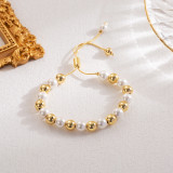 Pulseras chapadas en oro de 18 quilates con perlas de imitación redondas de estilo simple estilo IG