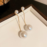 1 par de pendientes de circonita perla de resina con incrustaciones de cobre sector Irregular de moda
