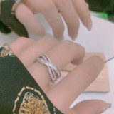 Anillo abierto chapado en oro blanco con incrustaciones de cobre y circón de ópalo geométrico elegante para mujer