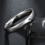 Nuevo Exquisito Simple Micro-incrustaciones de circón de acero inoxidable único anillo