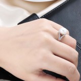 Anillos de circón de perlas con incrustaciones de cobre redondos de estilo simple