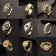 Anillo Abierto De Circón Chapado En Oro Cobre Ojo De Moda