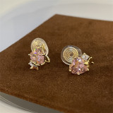 Pendientes de circón con incrustaciones de cobre y flor en forma de corazón y estrella de estilo Simple, 1 par