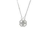 Collar de diamantes de imitación con incrustaciones huecas de acero de titanio con forma de corazón de trébol de cuatro hojas de estilo simple 1 pieza