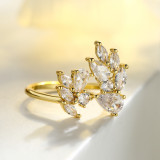 Anillos abiertos chapados en oro blanco chapado en oro de 18 quilates con incrustaciones de cobre geométrico de viaje de estilo simple