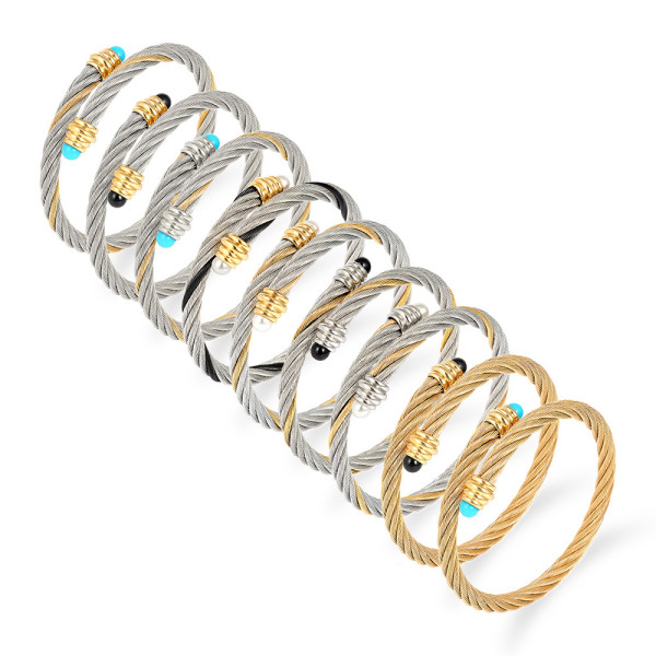 Brazalete de acero inoxidable con bloques de color de estilo simple a granel