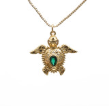 1 pieza de collar con colgante de circonio con incrustaciones de cobre y Animal de tortuga a la moda