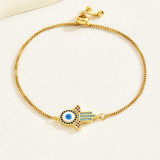 Pulseras chapadas en oro de 18 quilates con incrustaciones de cobre y palma de ojo del diablo de estilo sencillo y dulce para vacaciones