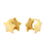 1 par de pendientes chapados en oro de 18K con incrustaciones de esmalte de flor en forma de corazón pentagrama de estilo Simple