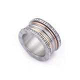 Joyería llena del anillo del acero inoxidable del diamante de la fila doble simple al por mayor
