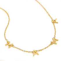 Collar con letras y cadena de clavícula para mujer de Acción de Gracias chapado en oro