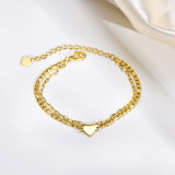 Pulseras chapadas en oro con circonita chapada en acero inoxidable con flor en forma de corazón infinito estilo Simple informal