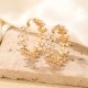 1 par de pendientes de circonita de cobre con incrustaciones de hojas de estilo coreano de estilo Simple e informal