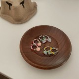 1 par de pendientes colgantes de cobre esmaltados con forma de corazón geométrico estilo coreano estilo IG