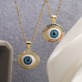 Collar con colgante de circón chapado en oro de 18 quilates con ojo de diablo de estilo clásico retro a granel
