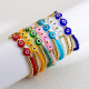 Pulseras chapadas en oro de 18 quilates con cuentas de cobre y cristal con ojo de diablo de estilo moderno