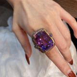 Collar de anillos de circonio con incrustaciones de cobre geométrico elegante y lujoso para mujer