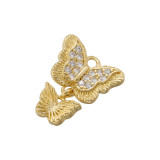 Encantos chapados en oro de 18 quilates con incrustaciones de cobre y mariposa en forma de corazón con pentagrama dulce informal y elegante
