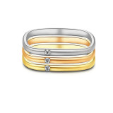 Anillo cuadrado pequeño de oro y acero de titanio, joyería Popular, anillo cuadrado de acero de titanio