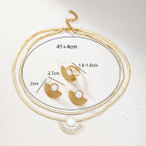 Conjunto de joyería chapado en oro de 18 quilates de plástico con incrustaciones huecas de revestimiento de acero inoxidable del sector de estilo simple retro