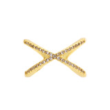 El estilo simple alinea los anillos abiertos plateados oro del Zircon 18K del embutido del cobre