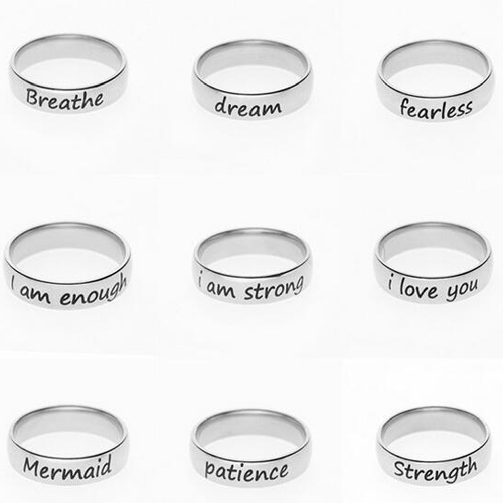 Anillos de acero inoxidable con letras punk streetwear