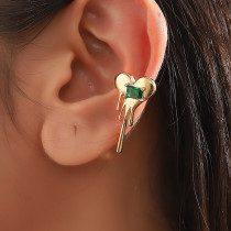 1 pieza estilo IG estilo coreano forma de corazón Irregular chapado incrustaciones cobre circón chapado en oro Ear Cuffs