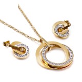Venta al por mayor de joyería de diamantes entrelazadas de anillo doble al por mayor de joyería de acero inoxidable de nuevo estilo