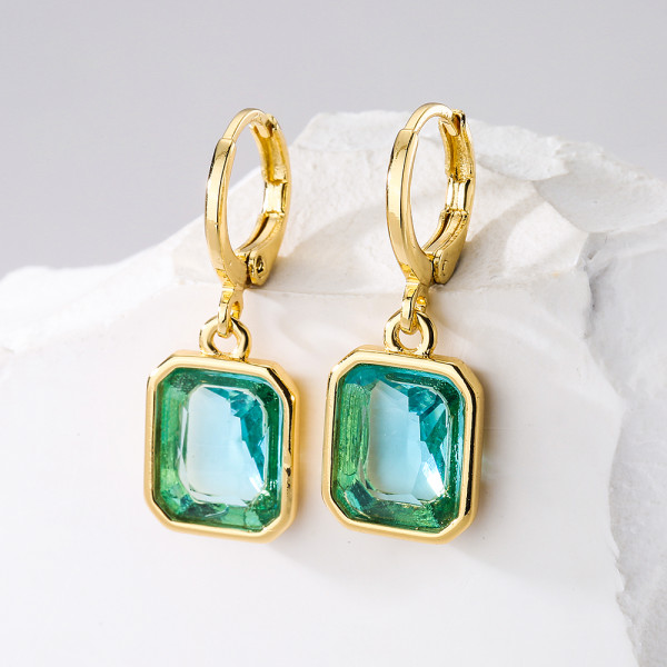Pendientes De Zircón Chapados En Cobre Geométricos De Moda, 1 Par
