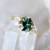 Anillos de circón con incrustaciones de cobre de rombo de estilo simple
