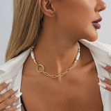Collar lindo del chapado de cobre de la perla de imitación del color sólido dulce del estilo vintage