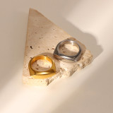Nuevo Anillo de arco liso chapado en oro de 18K, joyería para mujer, anillo de arco ovalado alto pulido